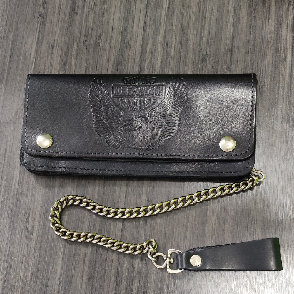 Harley-Davidson Black Leather Wallet with Chain
